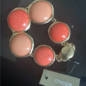 Chico's Gold and Coral Bracelet
